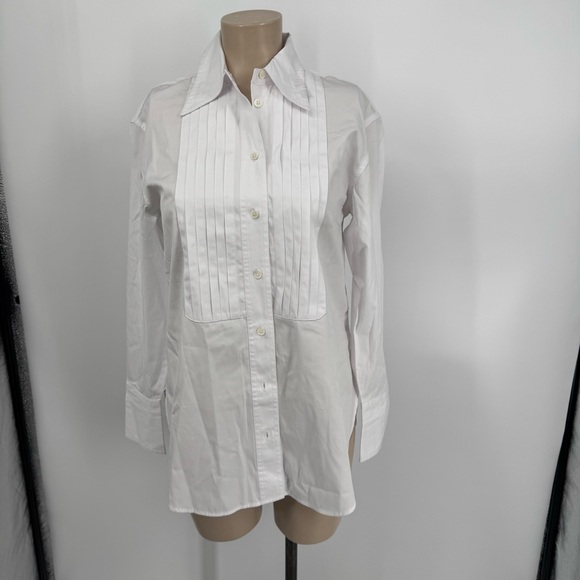 NWT Madewell Tuxedo Button-Up Shirt in Poplin in Eyelit White - Picture 5 of 13
